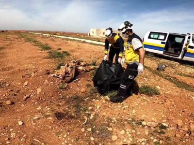 انتشال رفات أربعة أشخاص مجهولي الهوية غير محمية قرب معرة النعمان جنوبي إدلب